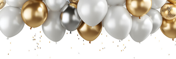 Poster - Silver white and gold balloons isolated on white banner