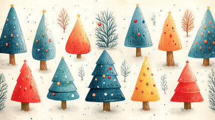 Vintage Christmas trees. Christmas concept.