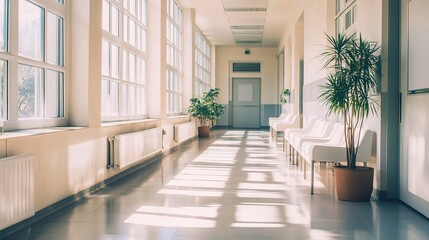 Wall Mural - Bright and Spacious Corridor with Natural Light