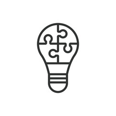Business Solution, in line design. Solution, strategy, innovation, efficiency, management, analysis, consulting on white background vector. Business Solution, in line design, editable stroke icon