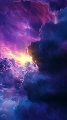 Wall Mural - Vibrant sunset with colorful clouds, ethereal
