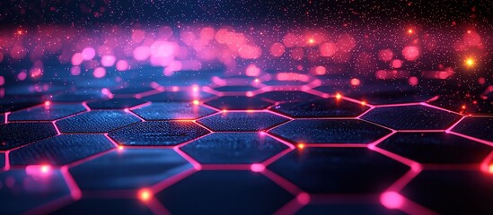 Abstract  Hexagon  Pattern  with  Glowing  Lights