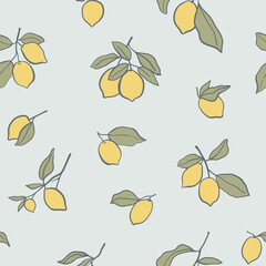 Poster - Elegant seamless pattern with lemons on branches