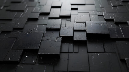 Abstract geometric blocks on black background