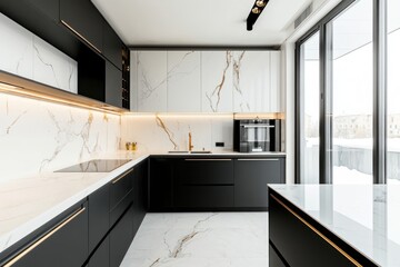 Sticker - Kitchen in an apartment minimalist appliances cabinets.