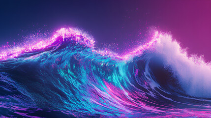 Wall Mural - big neon wave background