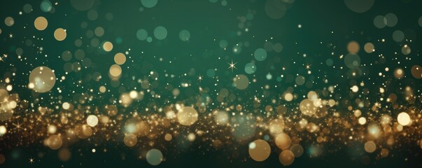 Wall Mural - golden and green christmas glitter background banner