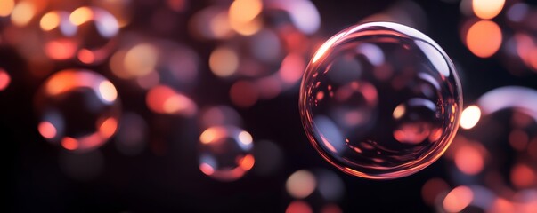 Sticker - Translucent bubbles float in the air against a backdrop of blurred red and orange lights, creating a magical and festive atmosphere