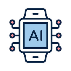 Wall Mural - A smartwatch with a chip, symbolizing wearable AI technology for daily use