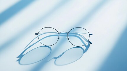 A pair of glasses is sitting on a table in the sunlight