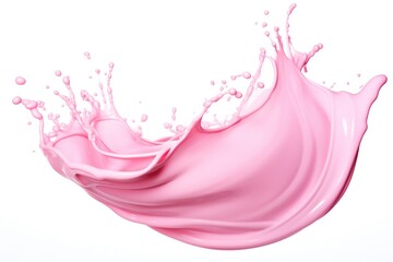 Sticker - Pink cream splash on white background.