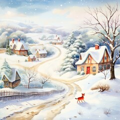 Wall Mural - Christmas countryside architecture building outdoors.