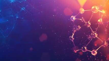 Wall Mural - abstract molecular structure with glowing spheres and network lines
