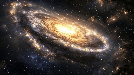 Wall Mural - mesmerizing spiral galaxy rotates gracefully in deep space. surrounded by twinkling stars. casting a