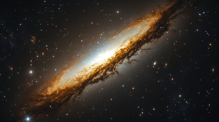 Wall Mural - bright spiral galaxy shines in deep space, illuminating dust and gas clouds. stars twinkle in the co