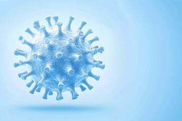 Blue Covid, respiratory virus molecules, on a blue background, in the air. Banner 3d seasonal flu, rotavirus, pandemic and epidemic formation, advertising and news copyspace