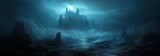 Dark Fantasy Castle at Night with Bats and Misty Ruins, Rendered in Eerie Concept Art Style.