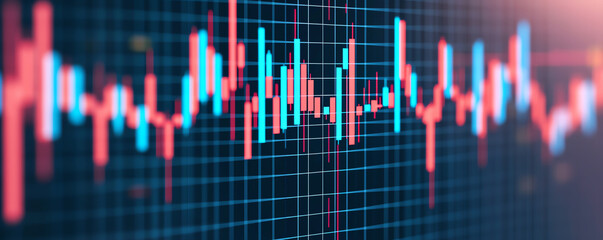 Stock market charts blending with expense reports, financial growth and risk concept