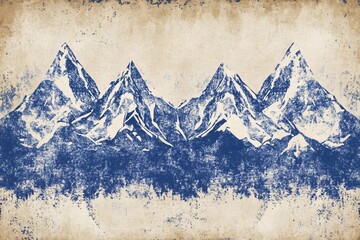 Blue Mountain Range - Vintage Art Print