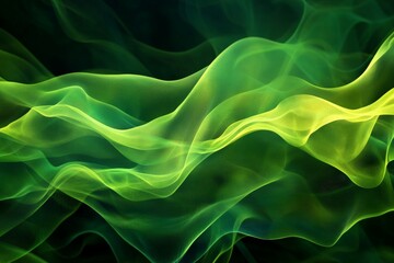 Poster - This image showcases vivid green abstract waves, creating a sense of fluid dynamic motion. The color and form evoke feelings of vitality, energy, and creativity.