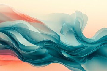 Aufkleber - A dynamic image featuring abstract waves in a teal and coral palette, capturing motion and fluid grace with its intense color contrast and flowing forms.
