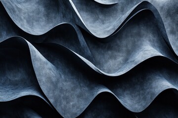 Poster - Textured deep blue image with rhythmic waves and curves, creating a dynamic yet soothing effect, evoking a sense of depth and intricate artistic expression.