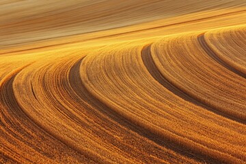 This captivating image displays curved lines of golden fields, creating a visual rhythm that captures the imagination and reflects the harmony found in rural landscapes.