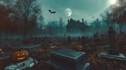 Wall Mural - A dark, eerie Halloween night