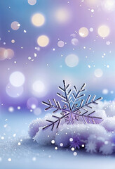Wall Mural - pastel gradient blur background with snow and frost and bokeh lights, free space for text, christmas
