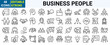 © Ruslan Ivantsov - Business people web line icons, such as meeting, team, structure, communication, member, group. Editable stroke. Vector illustration