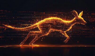 Digital Kangaroo in Vibrant Motion Graphic Art