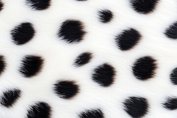 dalmatian dog fur, black spots on a white background, resembling animal fur or fabric. the pattern i