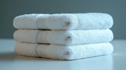 Three white towels stacked on top of each other