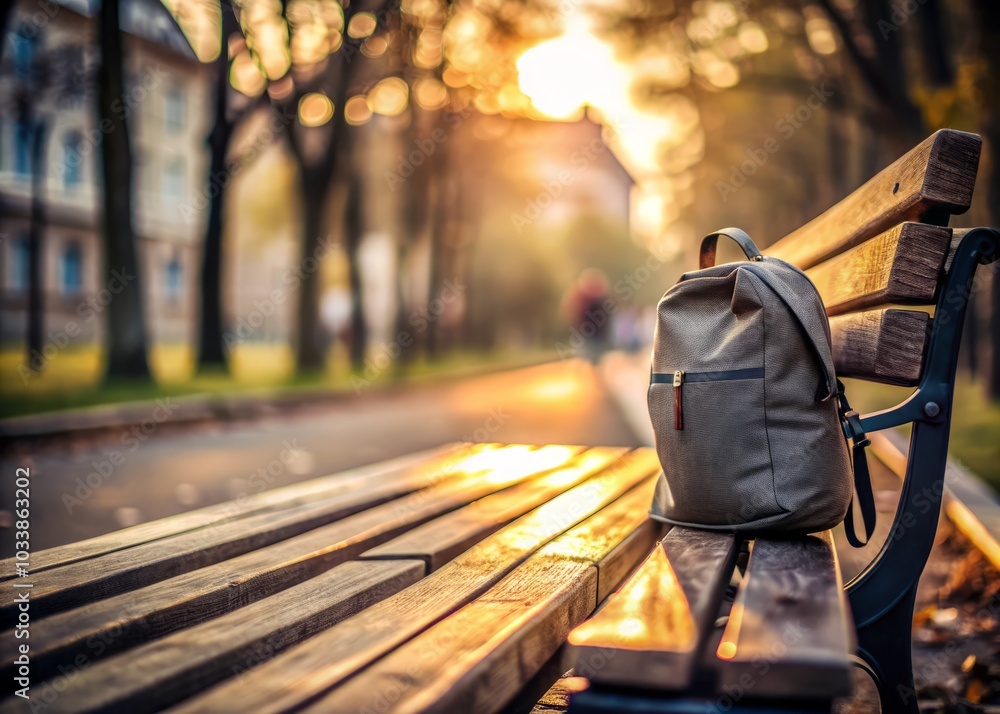 Suspicious Backpack Left on Bench: Minimalist Photography of Lost Items ...