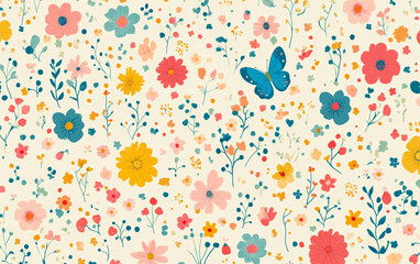  Vintage floral texture art background
