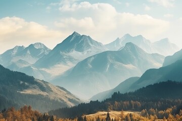 Canvas Print - Mountain range landscape panoramic outdoors.