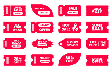 Wall Mural - coupon sale sticker offer discount coupon colorful label badge tag voucher background advertisement 