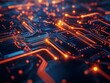 © AgungRikhi - A close-up view of a circuit board with glowing pathways and connections.
