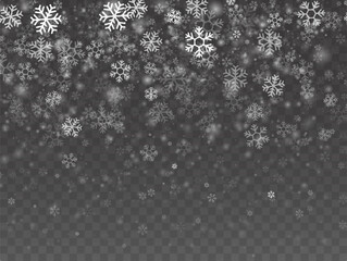 Snowflake illustrations. Winter background for Christmas or New Year. Snow falling. Snow, snowflakes, vector images, backgrounds.