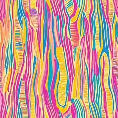 Wall Mural - Vibrant Multicolored Abstract Wavy Lines Pattern Background