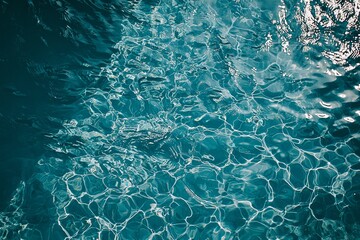 Poster - Sea water with blue rips as swimming pool. Aquamarine turquoise sea water surface, tropical Mediterranean beach scene.