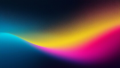 Grainy gradient background blue pink yellow abstract glowing color wave black dark backdrop noise texture banner poster header design 80ies