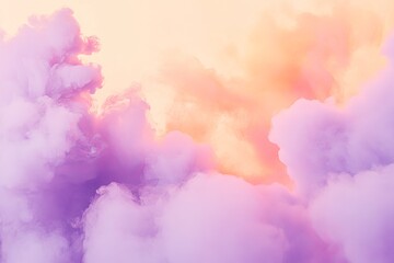 Poster - This image captures pale purple and pink clouds meeting in a tranquil harmony, merging in a captivating blend of softness and serenity that calms and inspires.