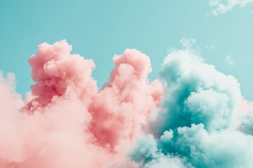Aufkleber - A stunning fusion of pink and blue clouds takes center stage in this image, evoking feelings of calm and serenity, with an abstract artistic touch.