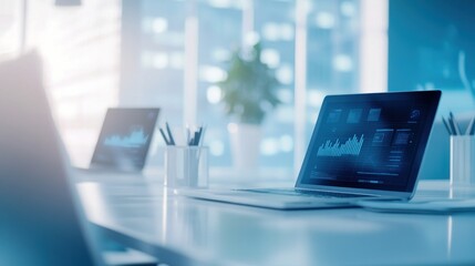Laptop with Data Analytics on a Desk