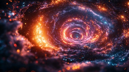 Canvas Print - This cosmic wormhole portal contains swirling energy streams, illuminating the dark universe with vibrant colors. It is a science fiction interstellar journey through countless dimensions and spans