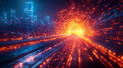 Fototapete - A futuristic design with light streaks and vibrant colors.