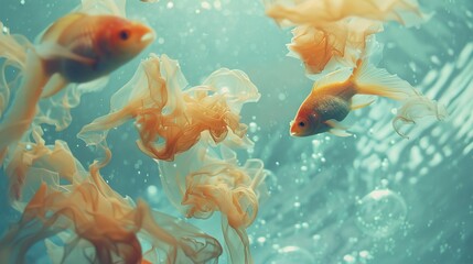 Canvas Print - Goldfish Swimming in an Aquarium