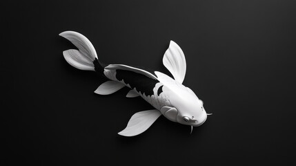 Single koi fish in black and white