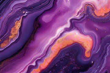 Aufkleber - This image displays a vivid interplay of swirling purple and orange hues, creating a dynamic and fluid abstract composition that evokes energy and movement.